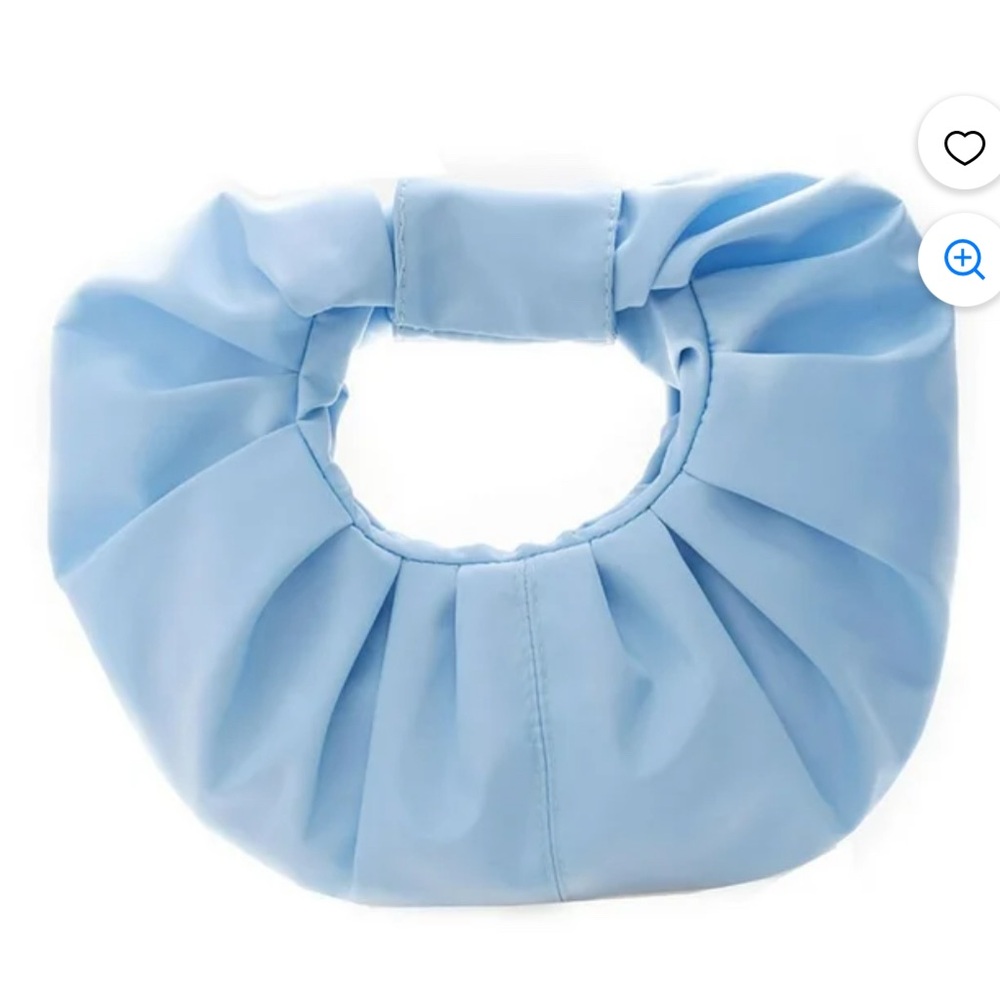 SHEIN Women’s Light Blue Crescent Ruched Pleated HandBag Purse